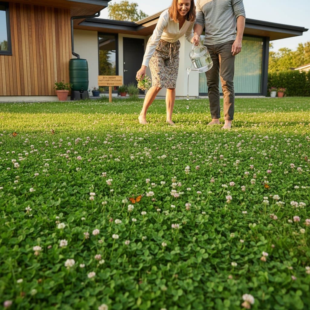 Image for Clover Lawns Need Less Water and Stay Green Longer